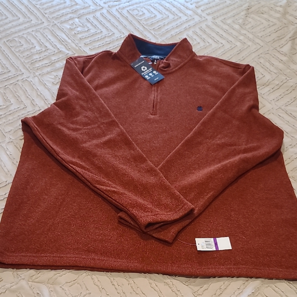 Men's IZOD Quarter-Zip Sweater Pullover - Rust. H-8